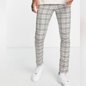 Topman Super Skinny Smart Pants in stone check